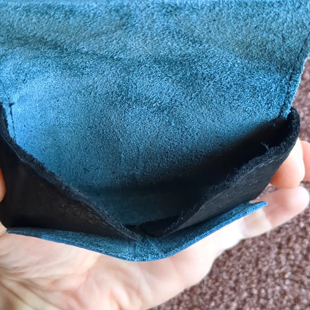 Otto Angelino Blue and Black Leather Card Holder